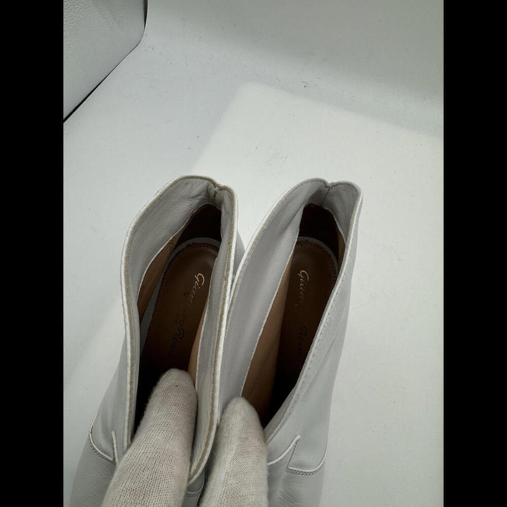 Gianvito Rossi Mable 85 Leather Pointed Toe Heel Boots White Size 37.5 - Picture 7 of 11